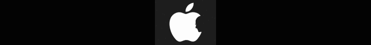 Apple logo with Steve Jobs outline as Bite in Apple logo